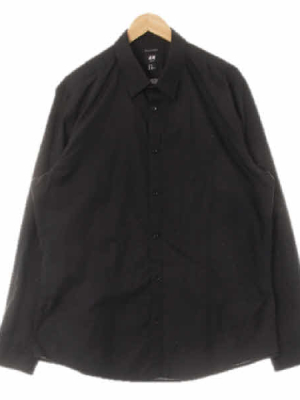 h&m 블랙 면혼방 라이트긴팔셔츠