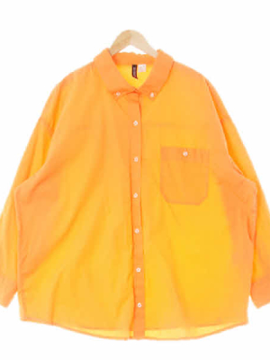 h&m 오렌지 면 원포켓박시긴팔셔츠