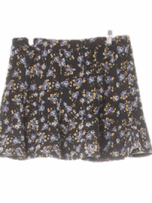 자라 블랙프로방스블루 플라워패턴 플레어스커트