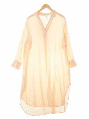 h&m 피치휩코랄 비스코스혼방 스키퍼브이넥롱원피스
