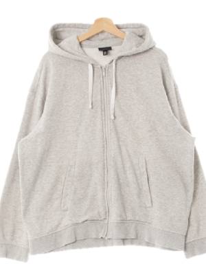 h&m 멜란지그레이 면혼방 루즈웜후드집업