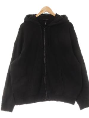h&m 블랙 면혼방 드롭숄더웜후드집업