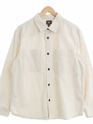 h&m 화이트 면 버튼배색가슴포켓자켓