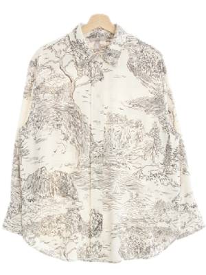 h&m 베이지 풍경패턴 셔츠블라우스