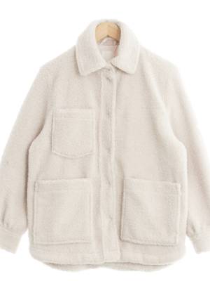 h&m 아이보리 사각포켓스냅뽀글이자켓