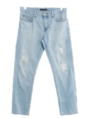 유니클로 연청 데님 데미지테이퍼드진
