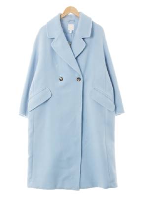 h&m 파우더블루 비스코스혼방 더블브레스트오버롱코트