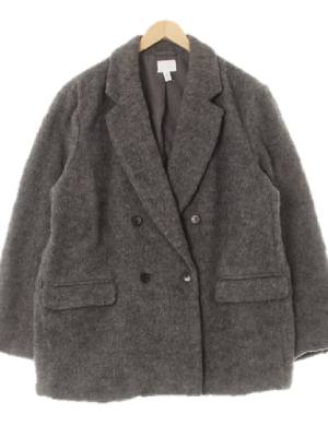h&m 멜란지그레이 울혼방 루즈핏더블하프헤어리코트
