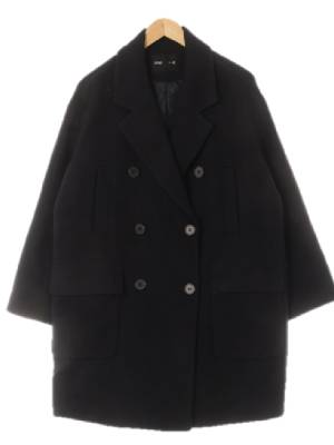 mixxo 다크네이비 울혼방 플랩포켓더블롱코트