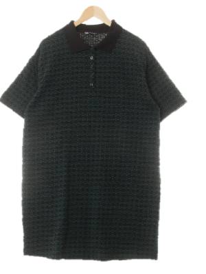 자라 세이디글레이드그린블랙 체인모티브패턴 면혼방 카라니트반팔원피스